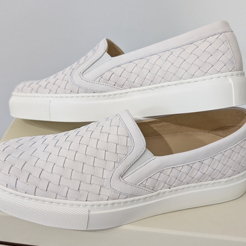 M. Gemi Ivory Woven Slip-On Sneakers